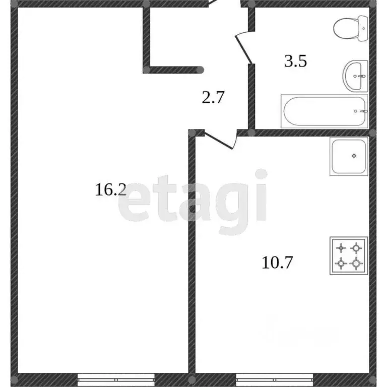1-к кв. Калужская область, Калуга ул. Георгия Амелина, 49 (33.1 м) - Фото 1