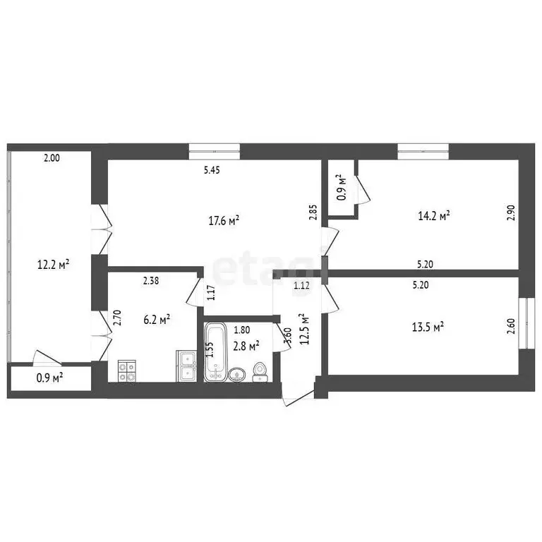 3-комнатная квартира: Гурзуф, Коммунальная улица, 7 (71.2 м) - Фото 0