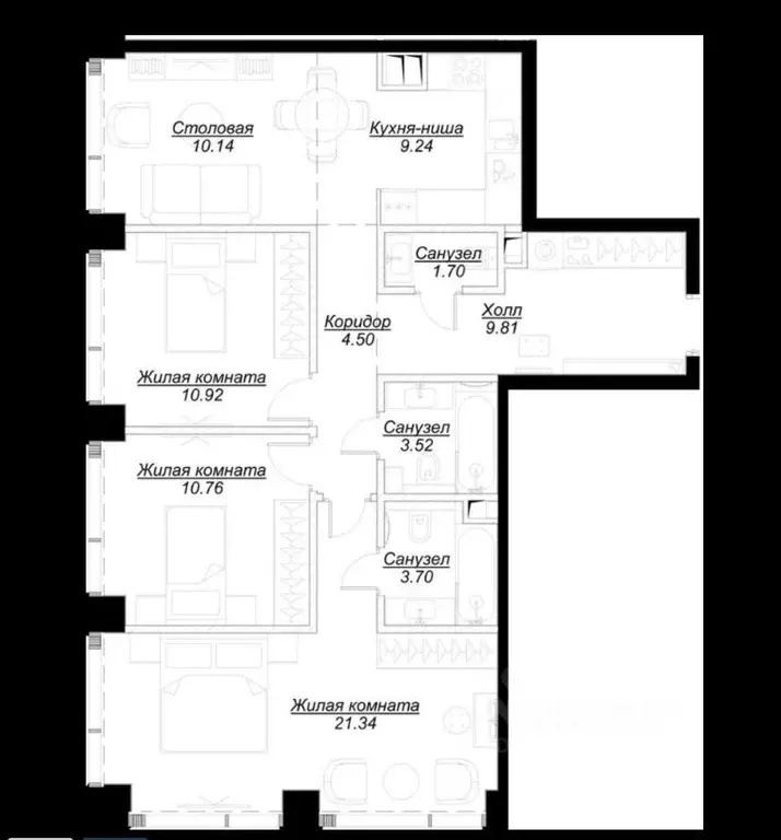 3-к кв. Москва ул. 4-я Марьиной рощи, 12К1 (86.0 м) - Фото 1