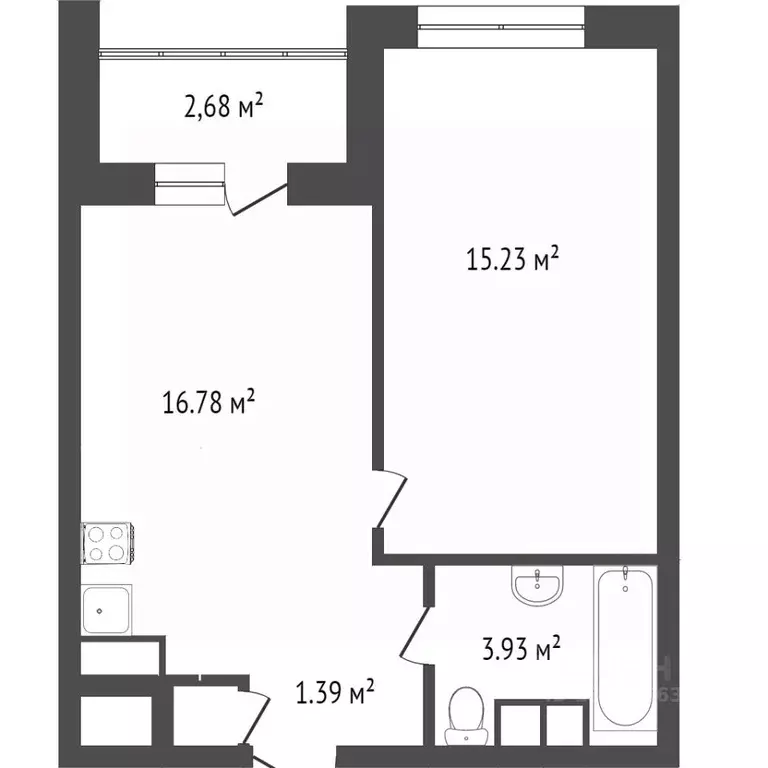 1-к кв. Ханты-Мансийский АО, Сургут ул. Ивана Захарова, 19 (40.1 м) - Фото 1