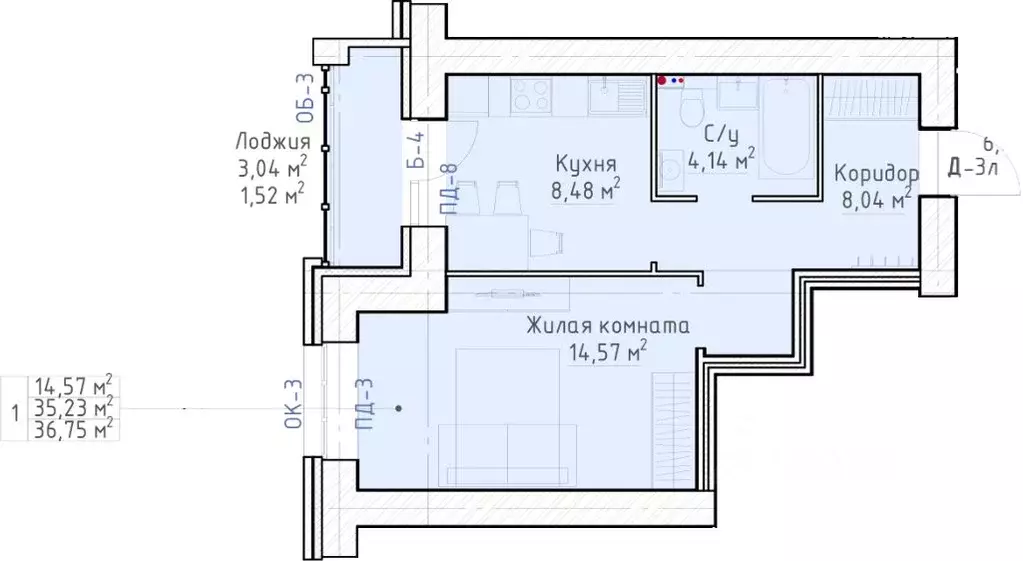 1-к кв. Кировская область, Киров Красный Химик мкр,  (36.75 м) - Фото 0