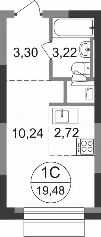 Квартира-студия, 19,5 м, 7/22 эт. - Фото 0