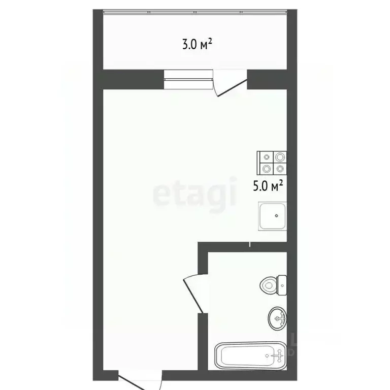 Студия Тюменская область, Тюмень ул. Новоселов, 117 (17.5 м) - Фото 2
