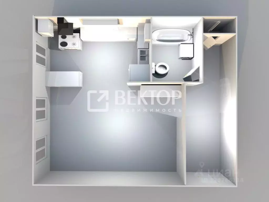 Студия Костромская область, Кострома Речной проезд, 7 (34.6 м) - Фото 2