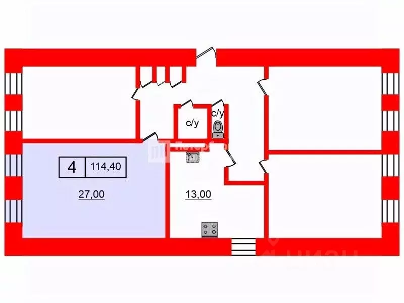 Комната Санкт-Петербург Литейный просп., 36 (27.0 м) - Фото 1