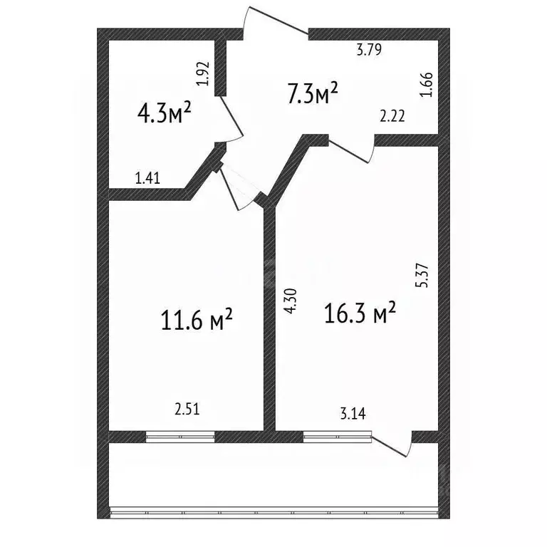 1-к кв. Кемеровская область, Кемерово ул. Юрия Двужильного, 10Б (39.5 ... - Фото 2