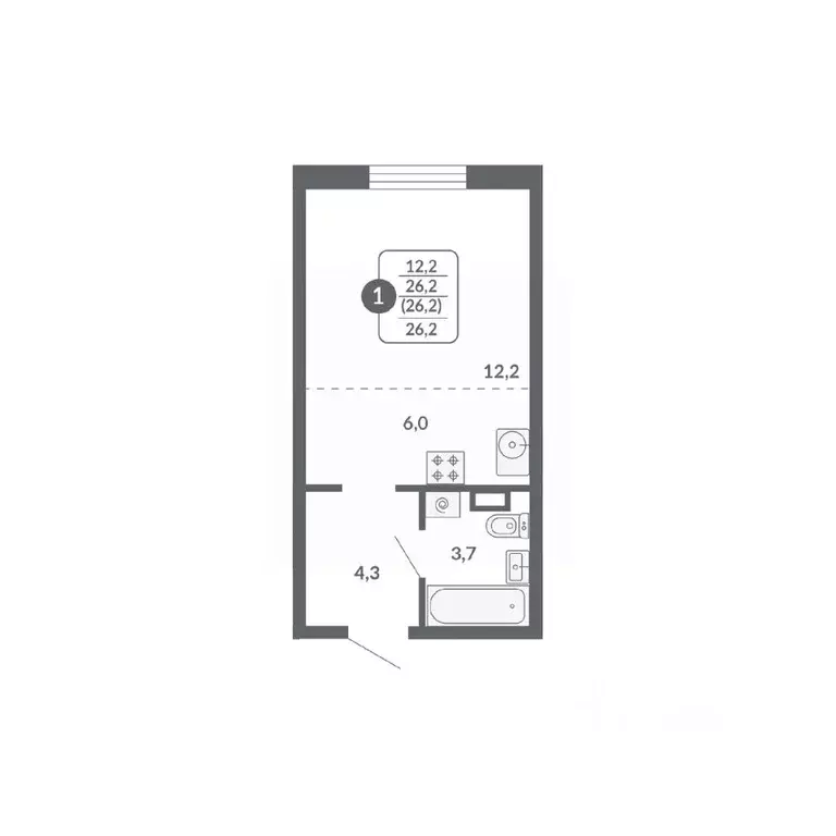 Студия Кировская область, Киров ул. Пушкина, 25 (26.2 м) - Фото 1