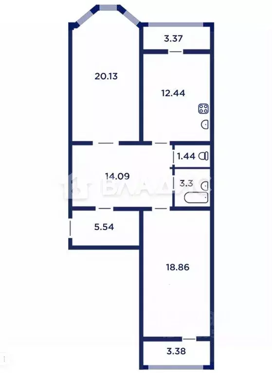 2-к кв. Липецкая область, Липецк ул. Василия Саунина, 1 (79.19 м) - Фото 2