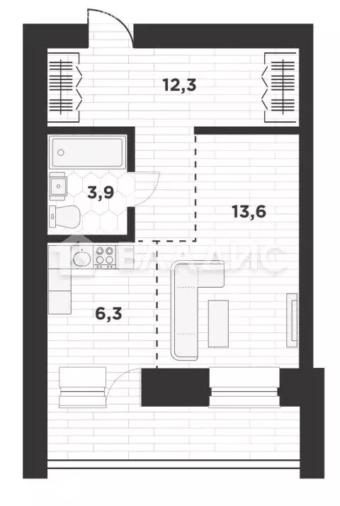 1-комнатная квартира: Благовещенск, Высокая улица, 130 (39.5 м) - Фото 1
