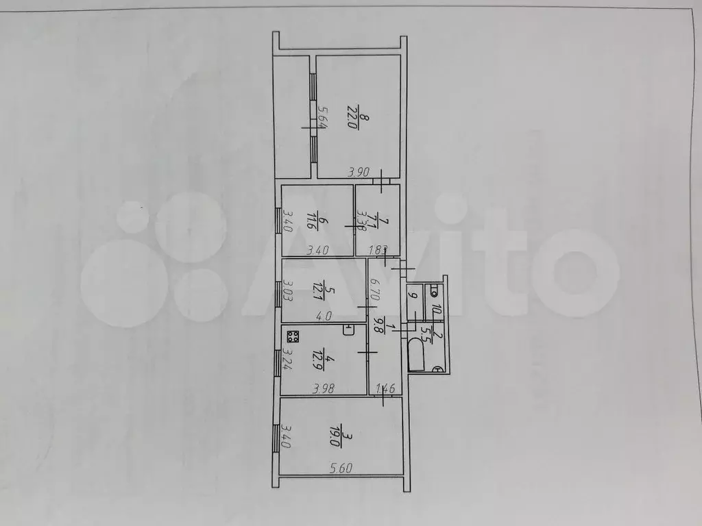 4-к. квартира, 107 м, 4/5 эт. - Фото 0