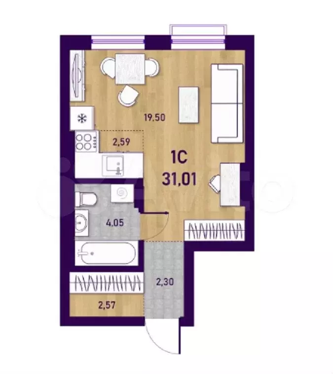 Квартира-студия, 31 м, 10/23 эт. - Фото 1