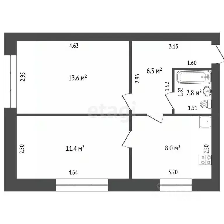 2-к кв. Нижегородская область, Богородский муниципальный округ, д. ... - Фото 2