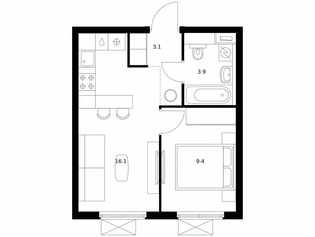 1-комнатная квартира: Мытищи, жилой комплекс Яуза Парк, к5 (32.5 м) - Фото 1
