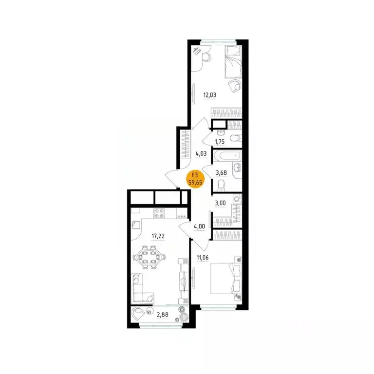 2-к кв. Рязанская область, Рязань ул. Земнухова (59.65 м) - Фото 0