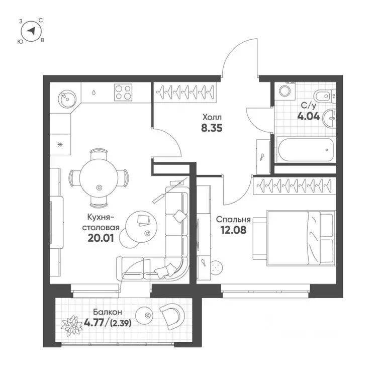 1-к кв. Свердловская область, Екатеринбург Солнечный жилрайон,  (46.9 ... - Фото 1