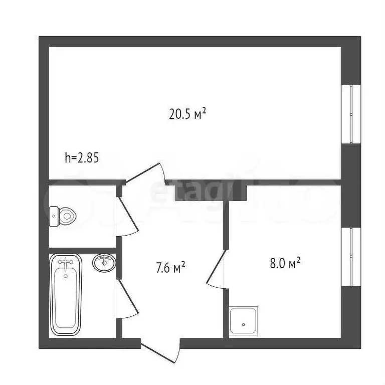 1-к. квартира, 40,5 м, 1/2 эт. - Фото 0