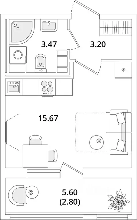 Студия Санкт-Петербург Кубинская ул., 82к3с1 (25.3 м) - Фото 0