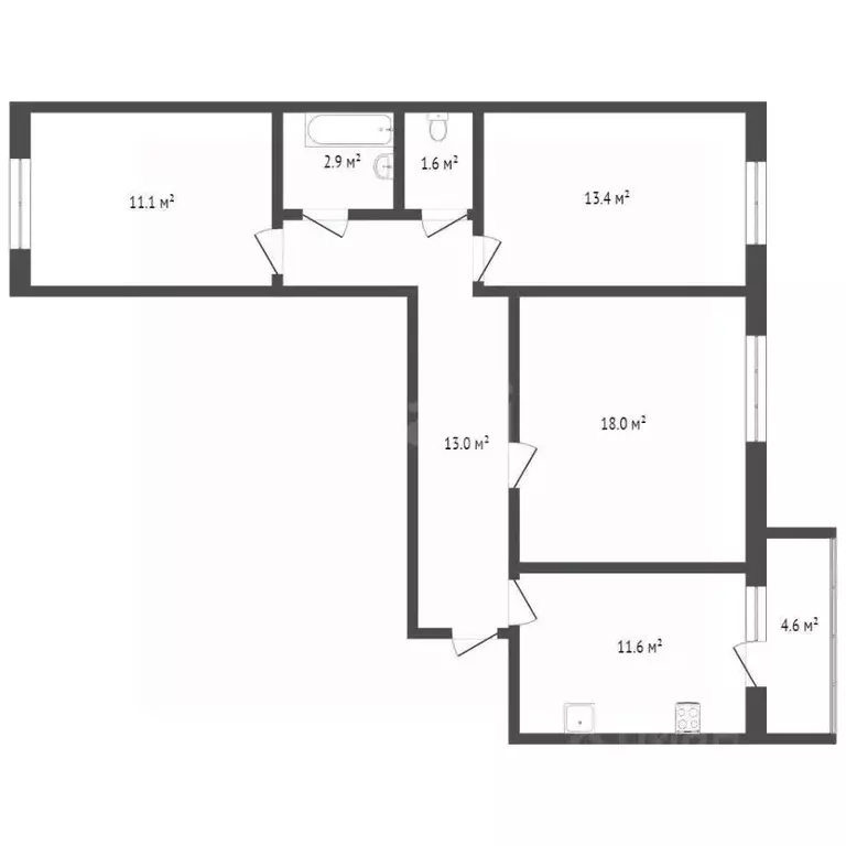 3-к кв. Башкортостан, Стерлитамак ул. Худайбердина, 218а (71.7 м) - Фото 2
