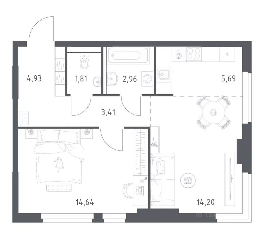 1-к кв. Московская область, Ленинский городской округ, Мисайлово пгт, ... - Фото 1