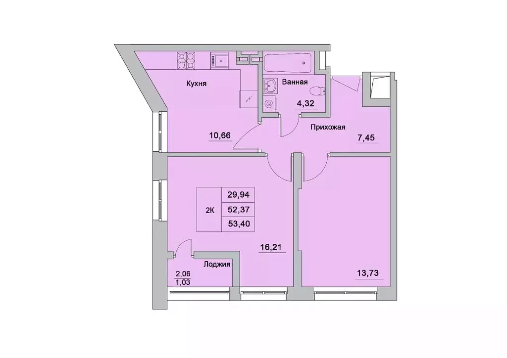 2-комнатная квартира: Батайск, Северная улица, 2Ак1 (53.4 м) - Фото 0