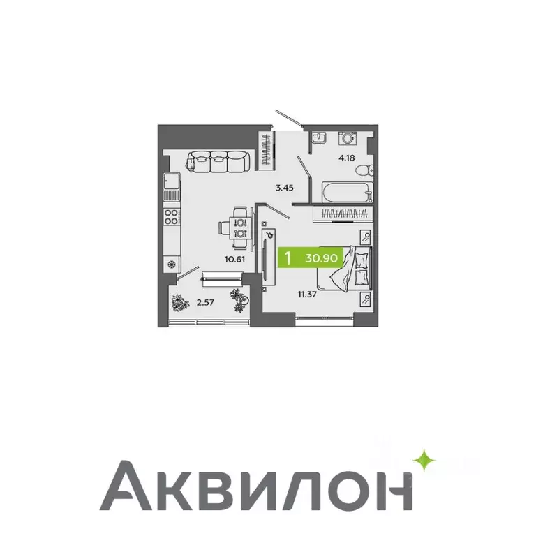 1-к кв. Архангельская область, Северодвинск Аквилон Севен жилой ... - Фото 0