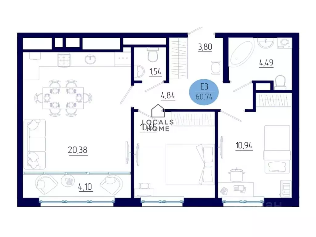 2-к кв. Рязанская область, Рязанский муниципальный округ, с. Дядьково ... - Фото 2