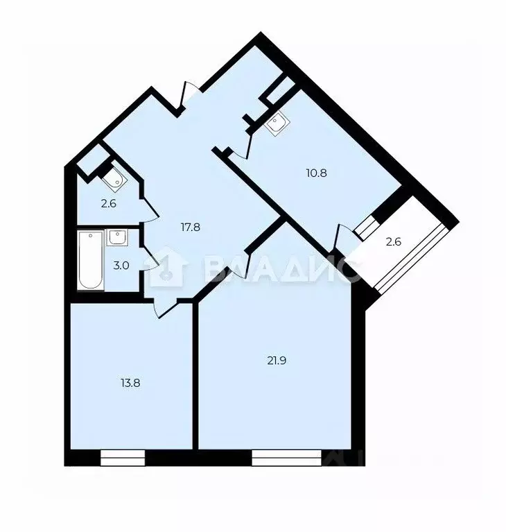 2-к кв. Санкт-Петербург ул. Передовиков, 9к2 (70.0 м) - Фото 2