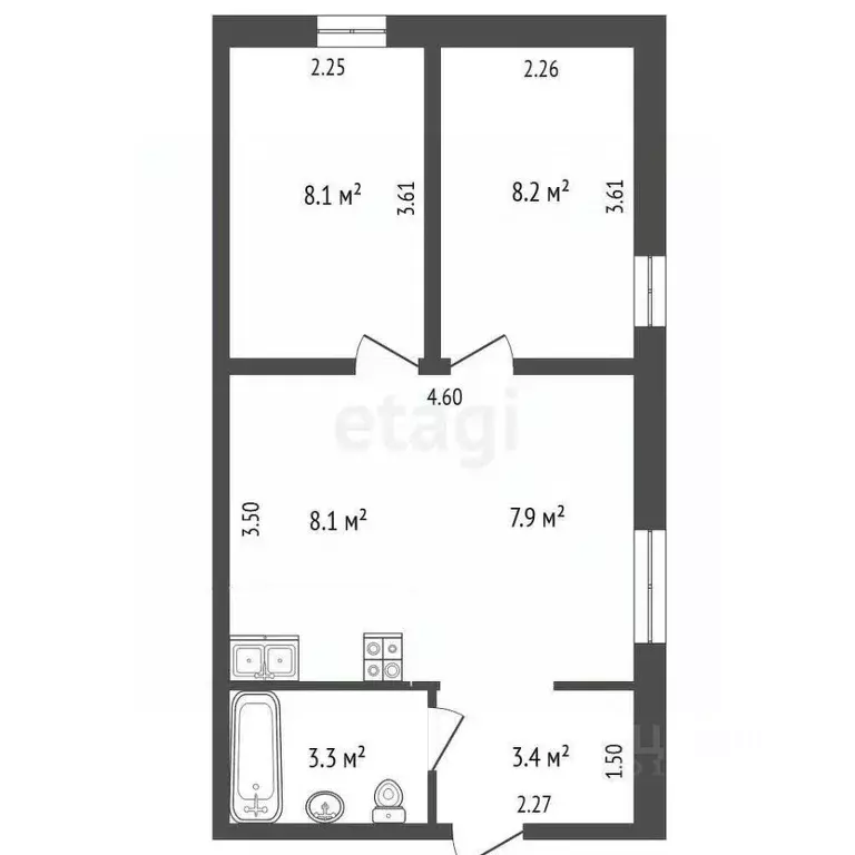 3-к кв. Саха (Якутия), Якутск Борисовка-1 мкр, 20 (39.1 м) - Фото 2