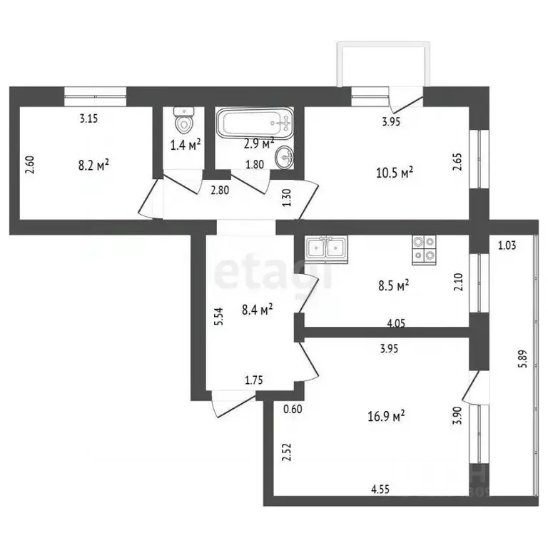 3-к кв. Мордовия, Саранск Советская ул., 61 (56.6 м) - Фото 2