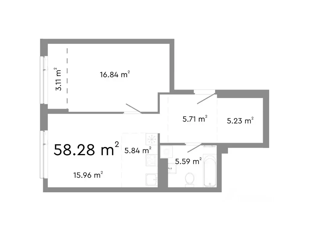 2-к кв. Челябинская область, Челябинск ул. Худякова, 18 (58.28 м) - Фото 0