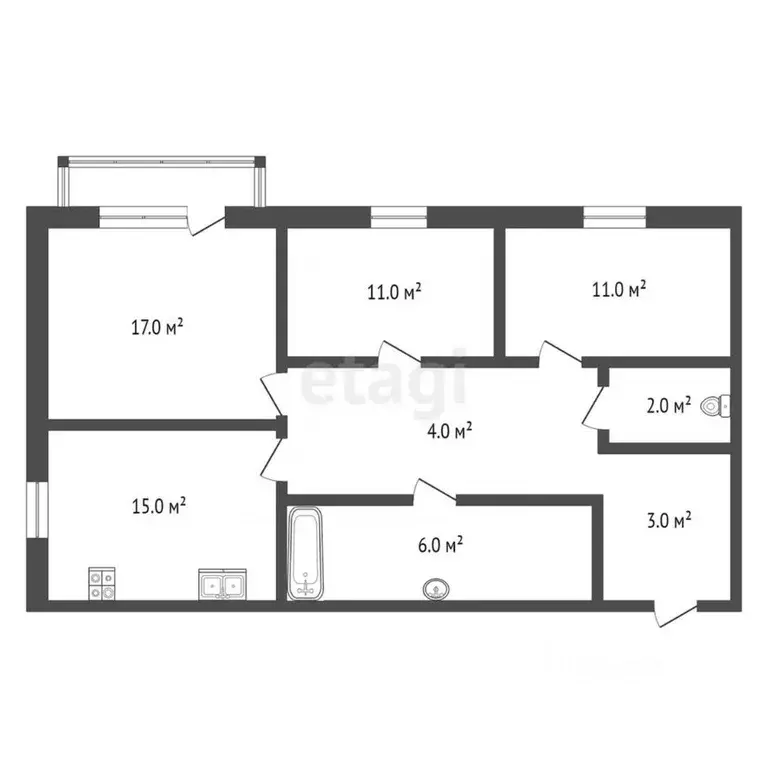 3-к кв. Тюменская область, Тюменский муниципальный округ, с. Мальково ... - Фото 2