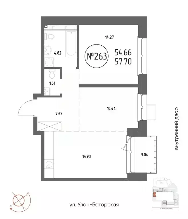 2-к кв. Иркутская область, Иркутск Макс жилой комплекс (57.7 м) - Фото 1