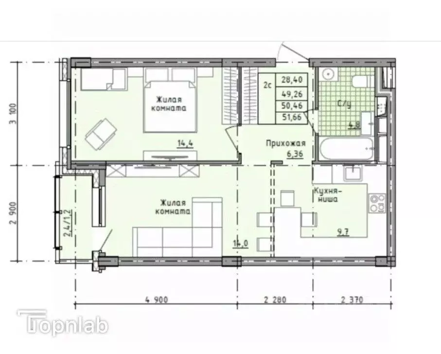 2-к кв. Московская область, Солнечногорск городской округ, Голубое пгт ... - Фото 2