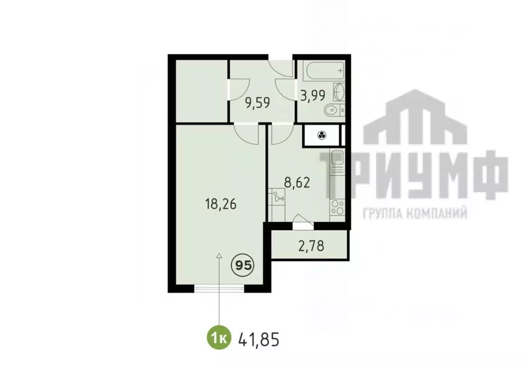 1-к кв. Нижегородская область, Кстово ул. Сутырина, 9 (41.85 м) - Фото 1