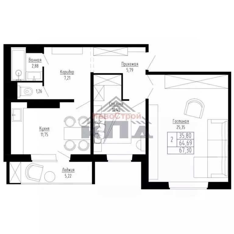 2-к кв. Новосибирская область, Новосибирск ул. Николая Сотникова, 36/1 ... - Фото 1