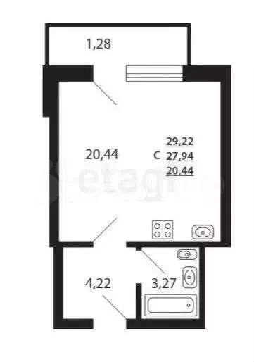 Квартира-студия, 28,6 м, 20/23 эт. - Фото 0