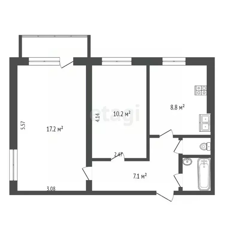 2-к кв. Ярославская область, Ярославль ул. Бабича, 9к6 (46.8 м) - Фото 1