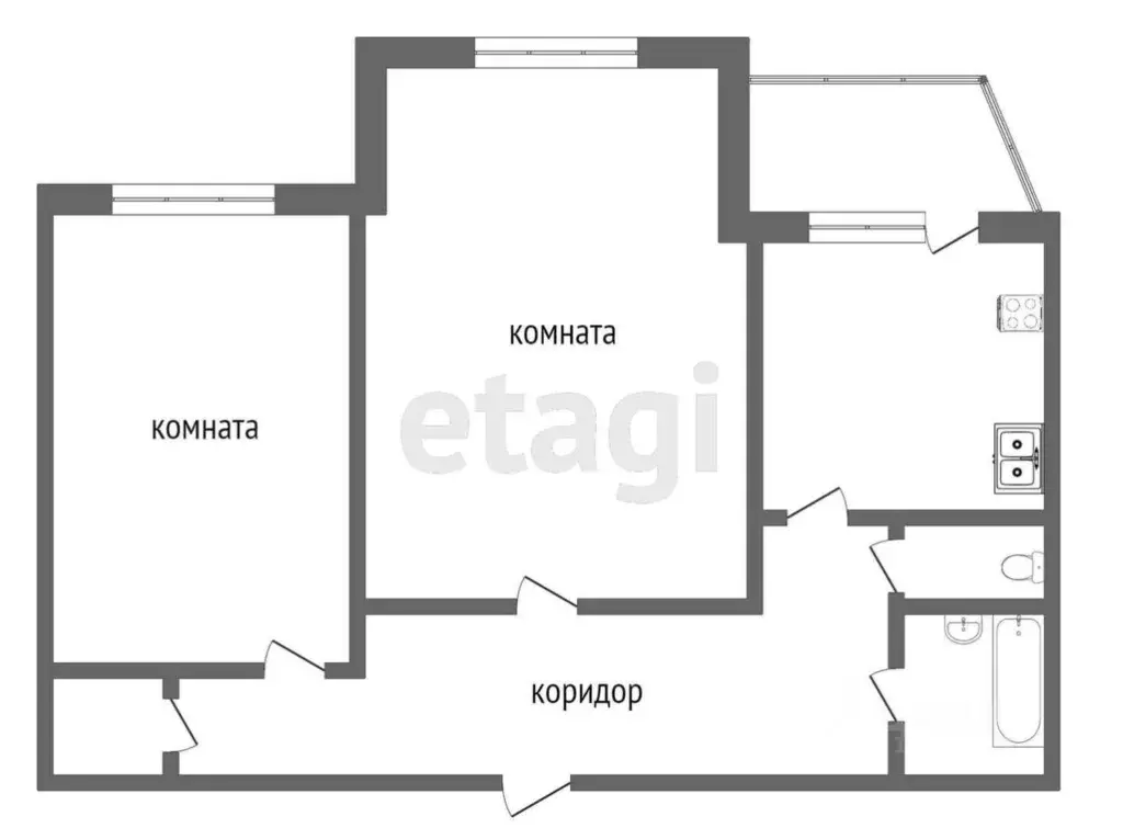 2-к кв. Ханты-Мансийский АО, Сургут просп. Ленина, 54 (62.0 м) - Фото 1