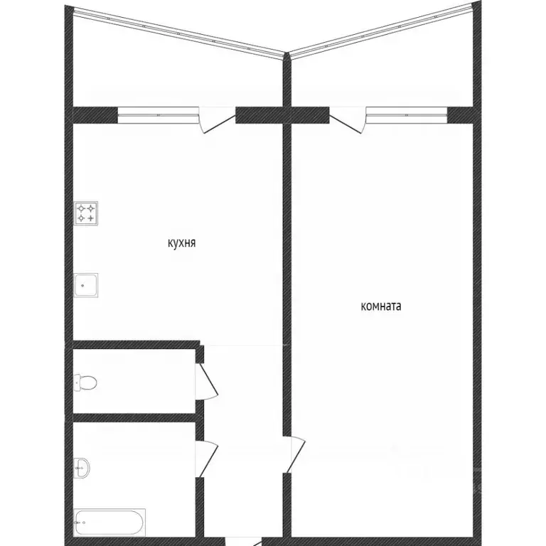 1-к кв. Воронежская область, Воронеж ул. 9 Января, 294 (32.5 м) - Фото 2