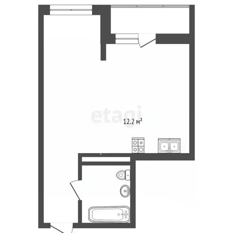 Студия Ростовская область, Аксай ул. Александра Невского, 2 (31.85 м) - Фото 1