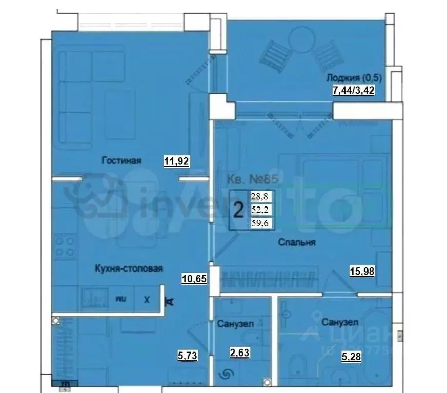 1-к кв. Калининградская область, Калининград ул. Молодой Гвардии, 34 ... - Фото 2