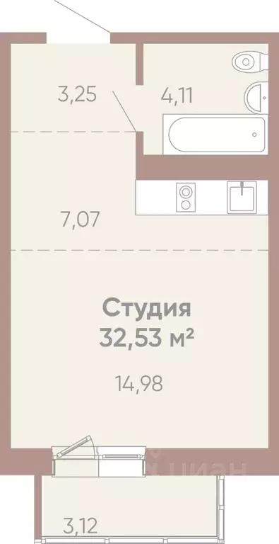 1-к кв. Иркутская область, Иркутск Советская ул., 109/3 (32.53 м) - Фото 0