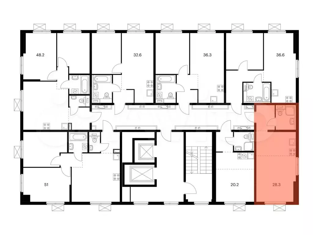 Квартира-студия, 28,3 м, 12/17 эт. - Фото 1