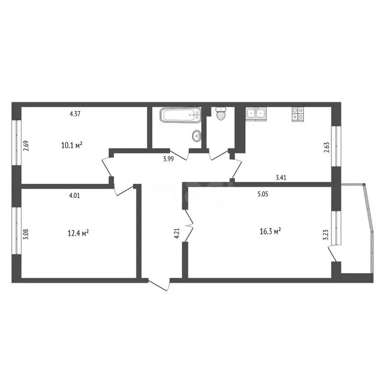 3-комнатная квартира: Тюмень, Ткацкий проезд, 12 (60 м) - Фото 0