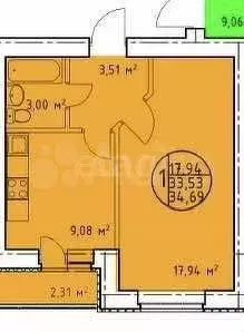 1-к. квартира, 35 м, 9/12 эт. - Фото 0