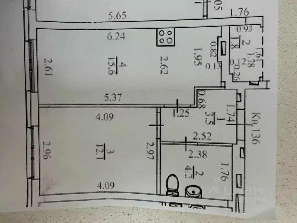 2-к кв. Башкортостан, Уфа ул. Бородинская, 19/1 (35.4 м) - Фото 2