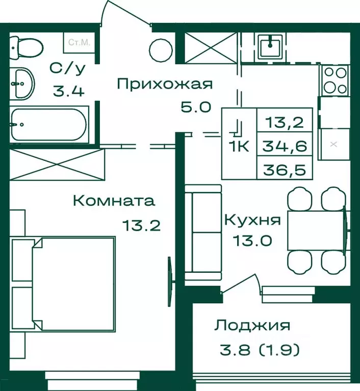 1-к кв. Алтай, Майминский район, с. Майма Алтайская ул., 2АК1 (36.5 м) - Фото 0