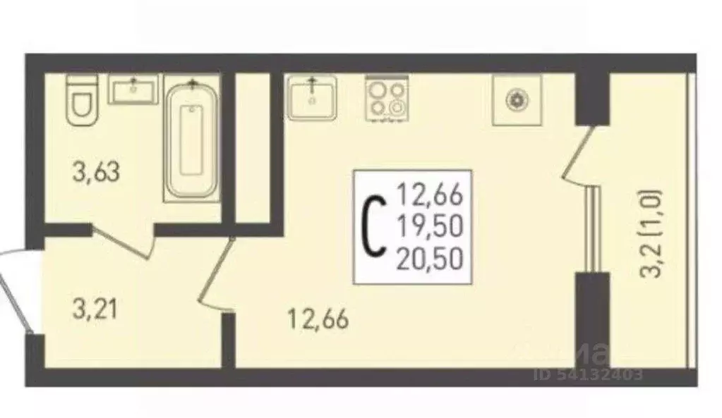 Квартира, студия, 20.39 м - Фото 1