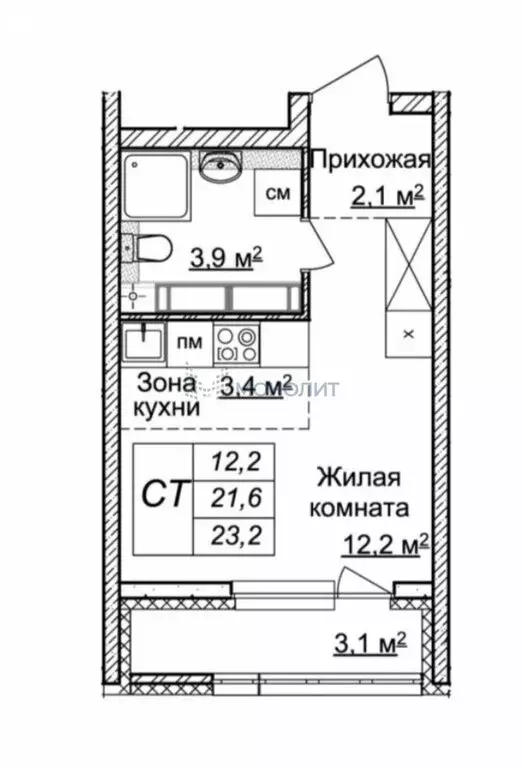 1-комнатная квартира: Нижний Новгород, проспект Героев Донбасса, 9 ... - Фото 0