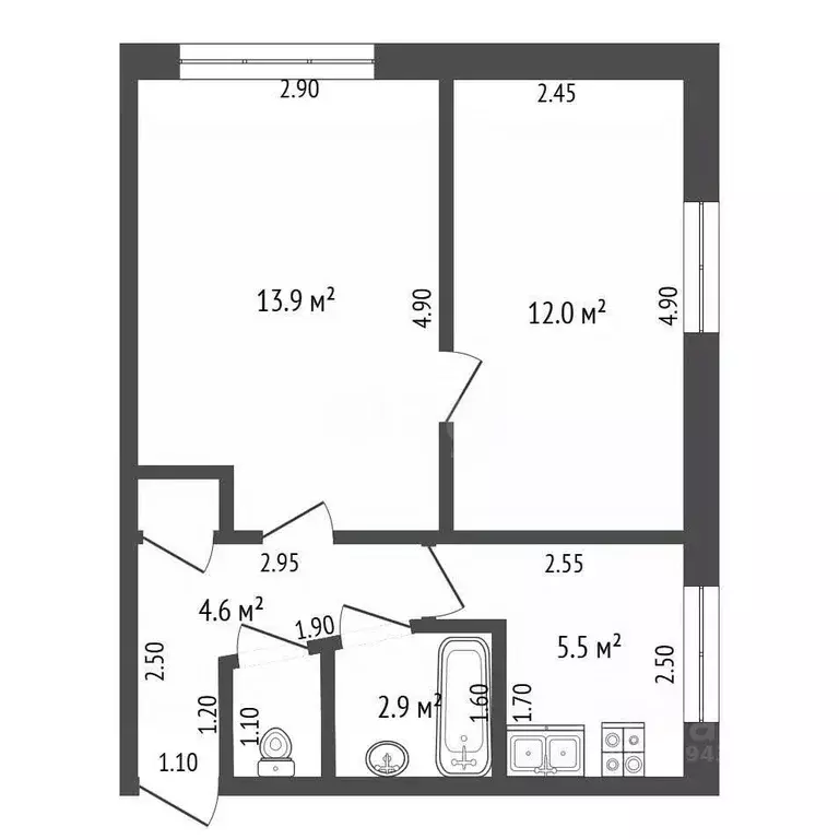 2-к кв. Мордовия, Саранск ул. Веселовского, 11 (39.2 м) - Фото 2
